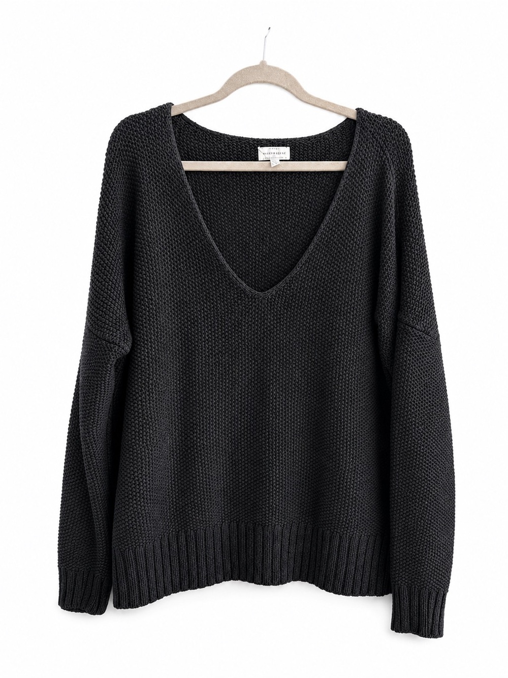 Lucky Brand Deep V-Neck Knit Sweater in Charcoal